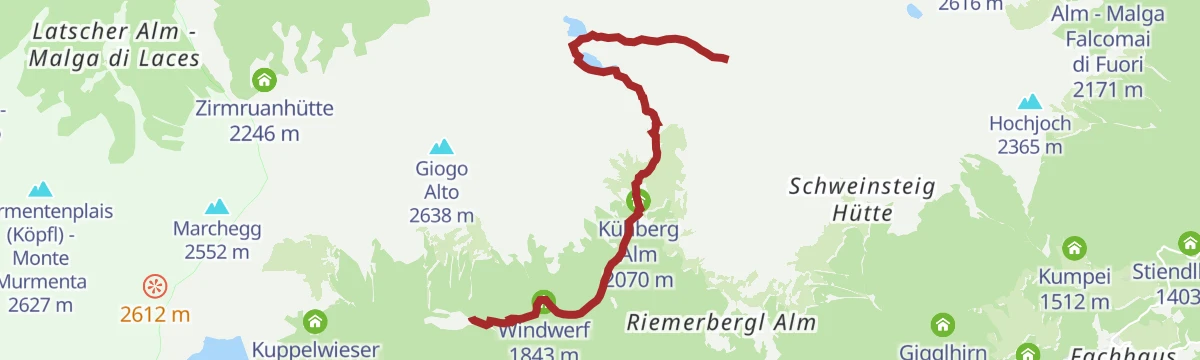 Route map: Escursione alla cima Muttegrub